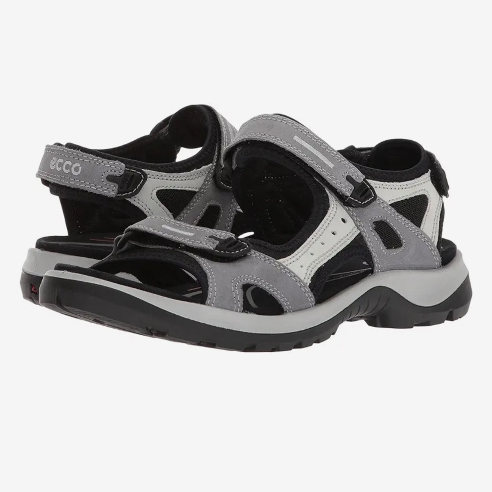 Ecco Yucatan Sport Grey Double Strap Sandals Size 39 Gem